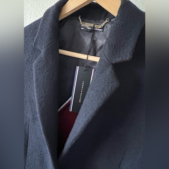 Tommy Hilfiger Norma Jacquard Blue Red Stars Wool Blend Long Coat Size 10 NWT - Picture 7 of 15